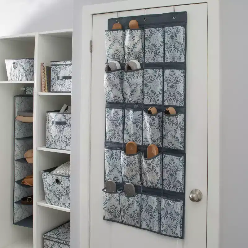 20-Pocket Over-The-Door Hanging Shoe Organizer - Multicolored, Holds 20 Pairs