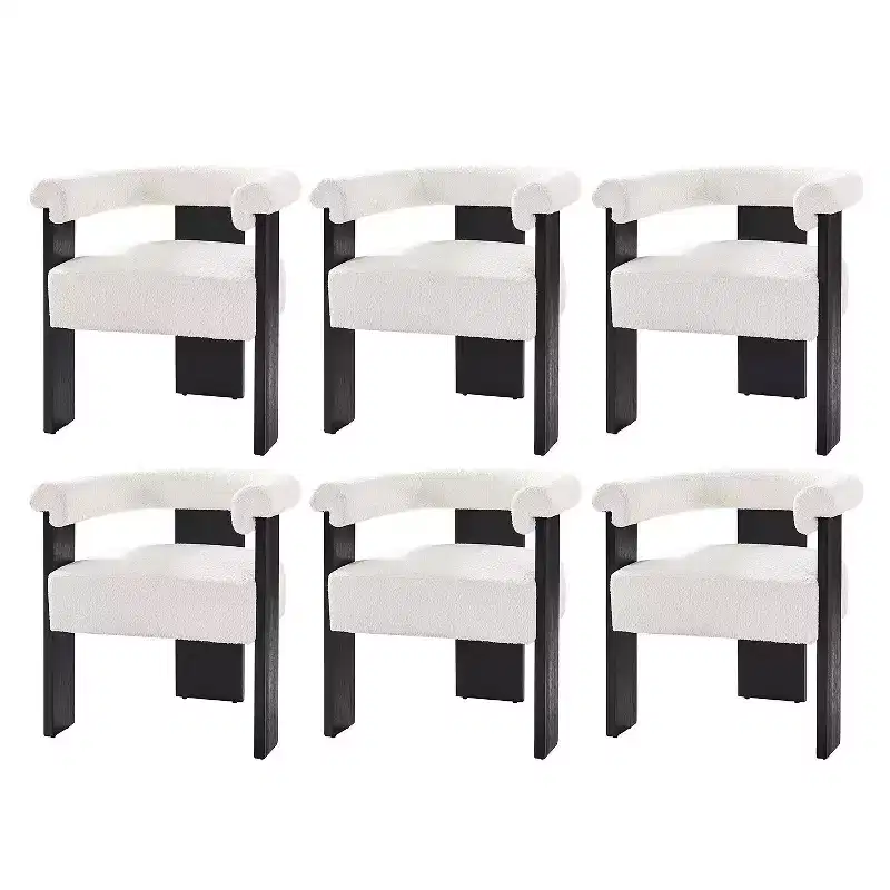 Gerry Boucle Dining Chair Set of 6 With Round Solid Back|ART OF LIVING DESIGNS