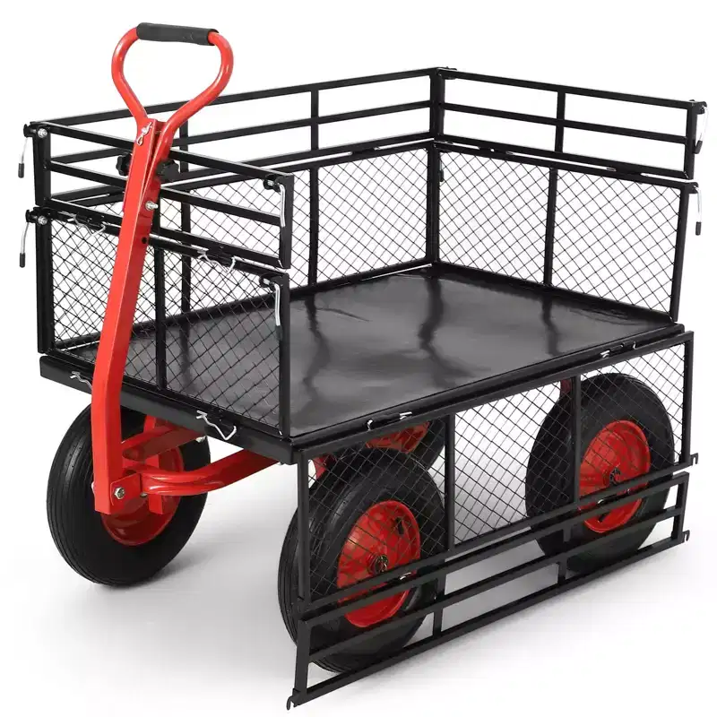 880lbs/1400lbs Steel Garden Dump Cart, Heavy Duty Yard Dump Utility Wagon,Utility Metal Wagon , 10-Inch Wheels Perfect for Garden, Farm, Yard
