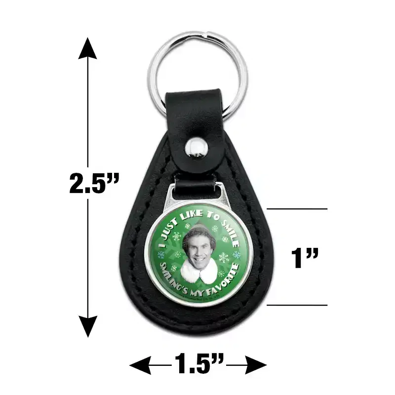 Elf Movie I Just Like To Smile Black Leather Keychain