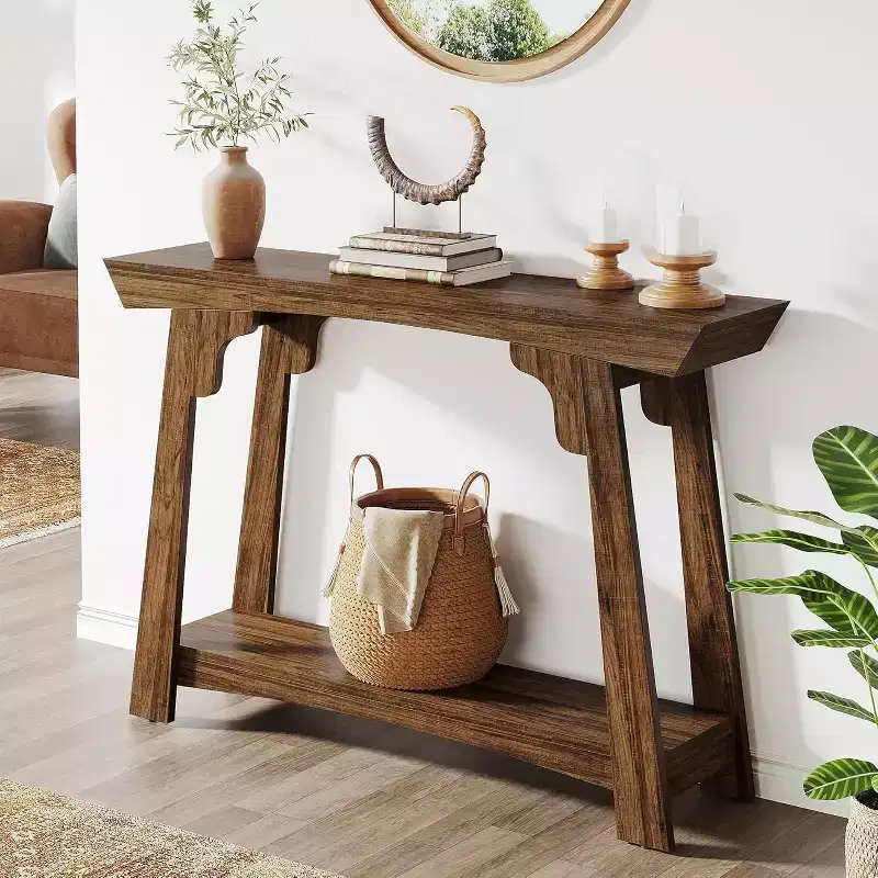 Lantine 2-Tier Narrow Wooden Console Table