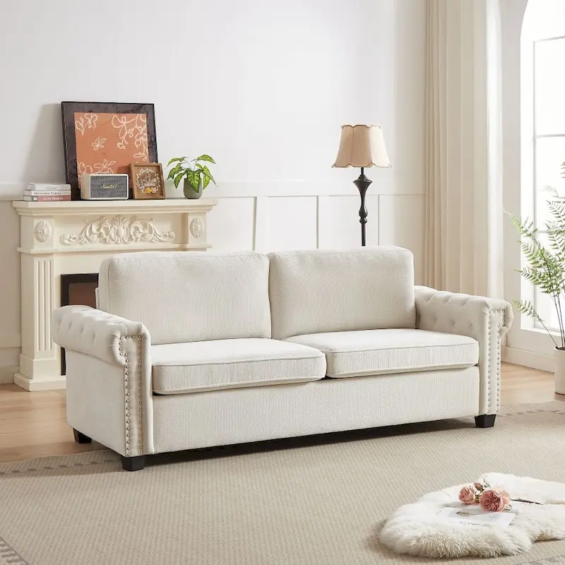 83.8  Convertible 2-in-1 Pullout Polyester Sleeper Sofa Bed