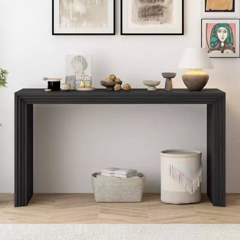 Okak Modern Console Table with Paulownia Veneer, Entryway Table with Unique Design and Thick Tabletop, Accent Table for Foyer, Living Room