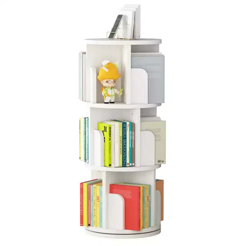 Rotating Bookshelf, 3 Tier Bookcase Storage,Corner Spinning Book Shelf for Small Space,Wood Revolving Bookcase Organizer for Bedroom, Living Room