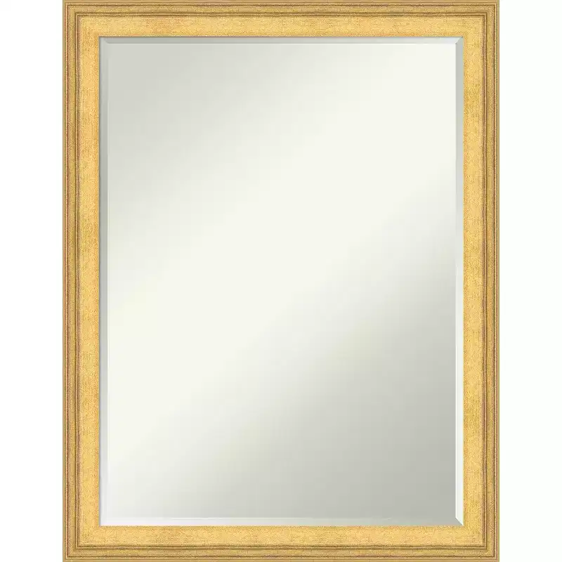 Amanti Art Owen Gold Petite Bevel Wood Bathroom Wall Mirror 27 x 21 in.