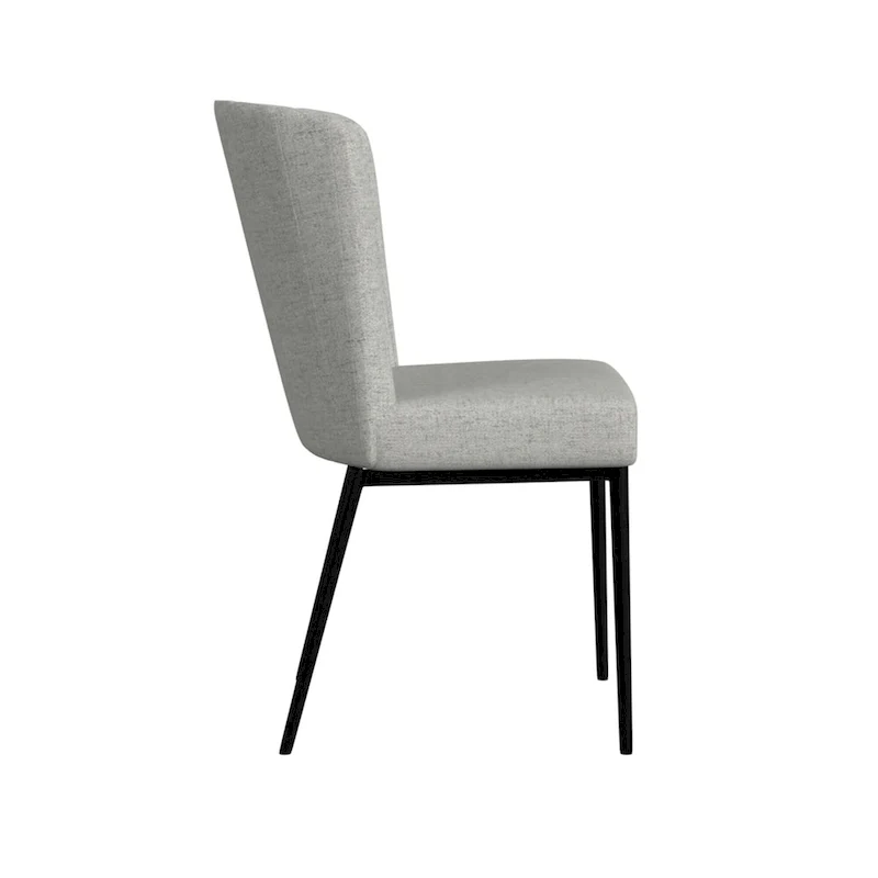 HomePop ChannelBack Dining Chair with Metal Legs-Gray Woven (set of 2)