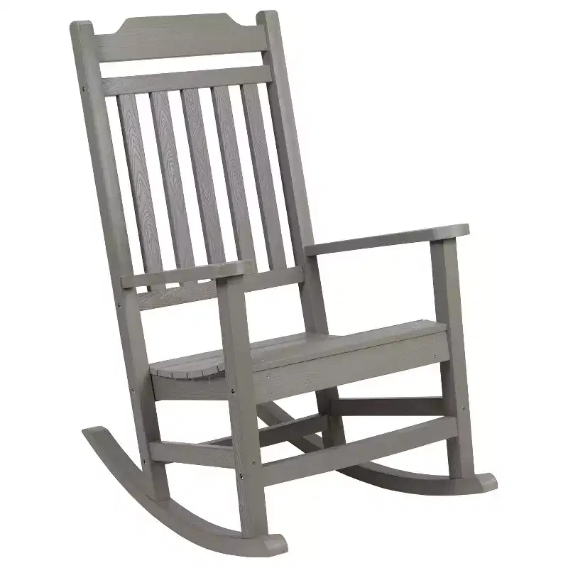 Emma and Oliver All-Weather Rocking Chair in Faux Wood - Patio and Backyard Furniture
