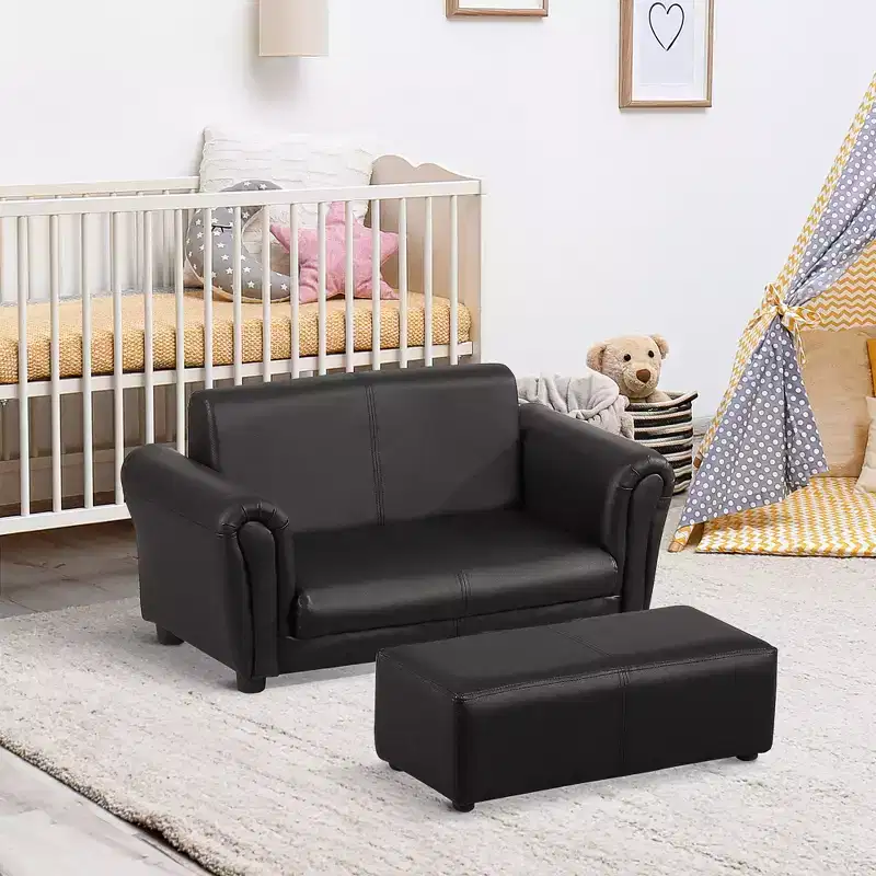 Kids Sofa with Footstool for Toddlers and Babies, Kids Couch for Playroom, Nursery, Living Room, Bedroom Furniture