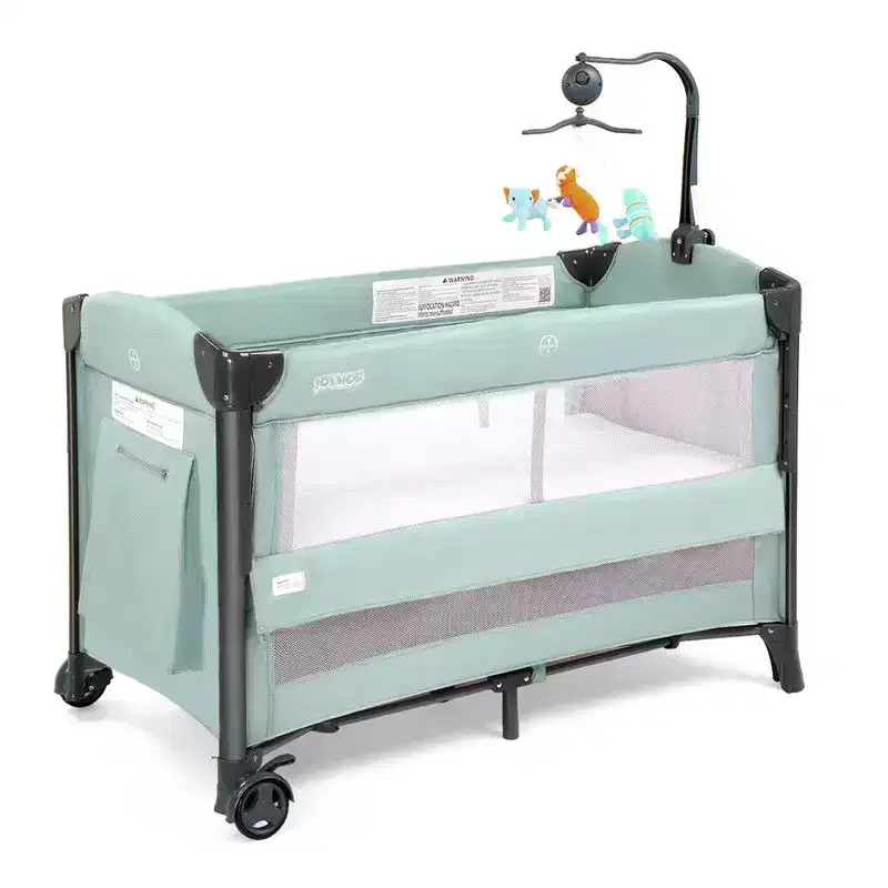Karl Home 3 In 1 Baby Bassinets Crib Bedside Sleeper in Green With Mattress And Sheet