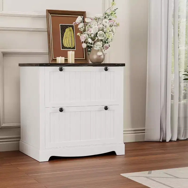 Farmhouse File Cabinet - 2-Drawer Rustic Storage with Printer Top