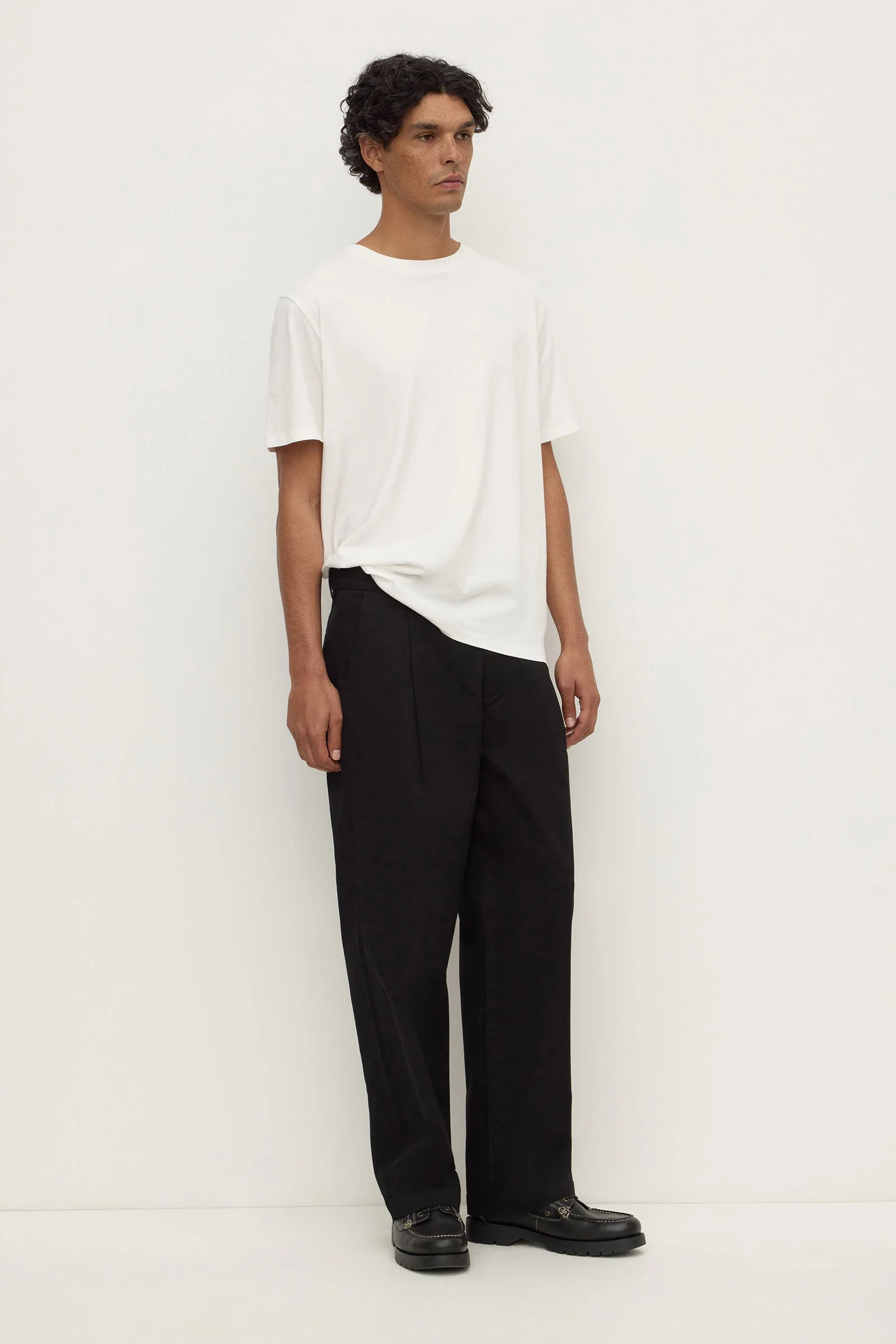 True Black Pleated Cotton Chino