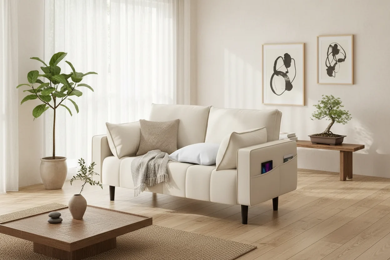 56 Velvet Tufted Loveseat Sofa with Button Tufted Seat and Side Storage Pocket