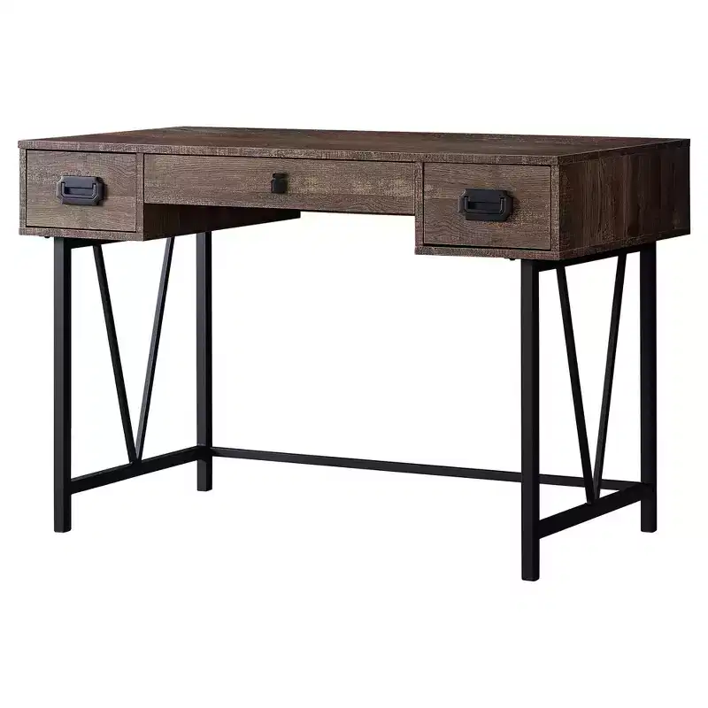 Brown and Black Computer Desk with Two Drawers, 47 Inch