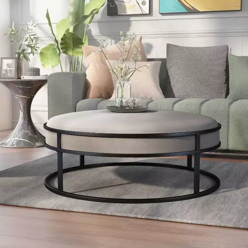 39.5 Greenbank Round Cushioned Ottoman - HOMES: Inside + Out