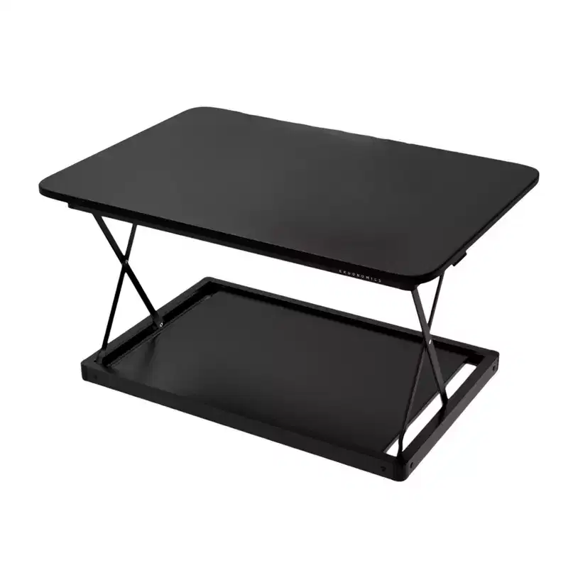 HomeRoots 28 Adjustable Black Stainless Steel Standing Desk Converter