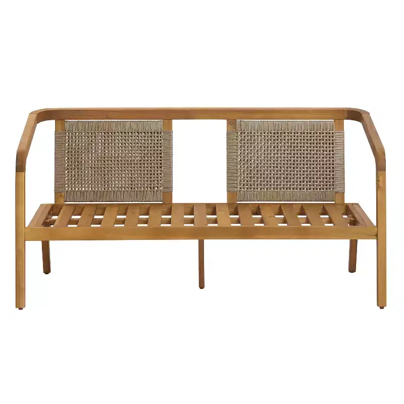Christopher Knight Home Nolan Patio Acacia Wood and Wicker 2-Piece Loveseat Set with Coffee Table and Cushions