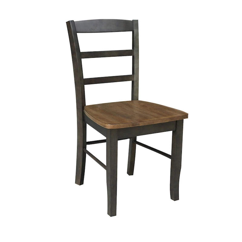International Concepts Solid Wood 36 Round Pedestal Dining Table with 4 Madrid Ladderback Chairs