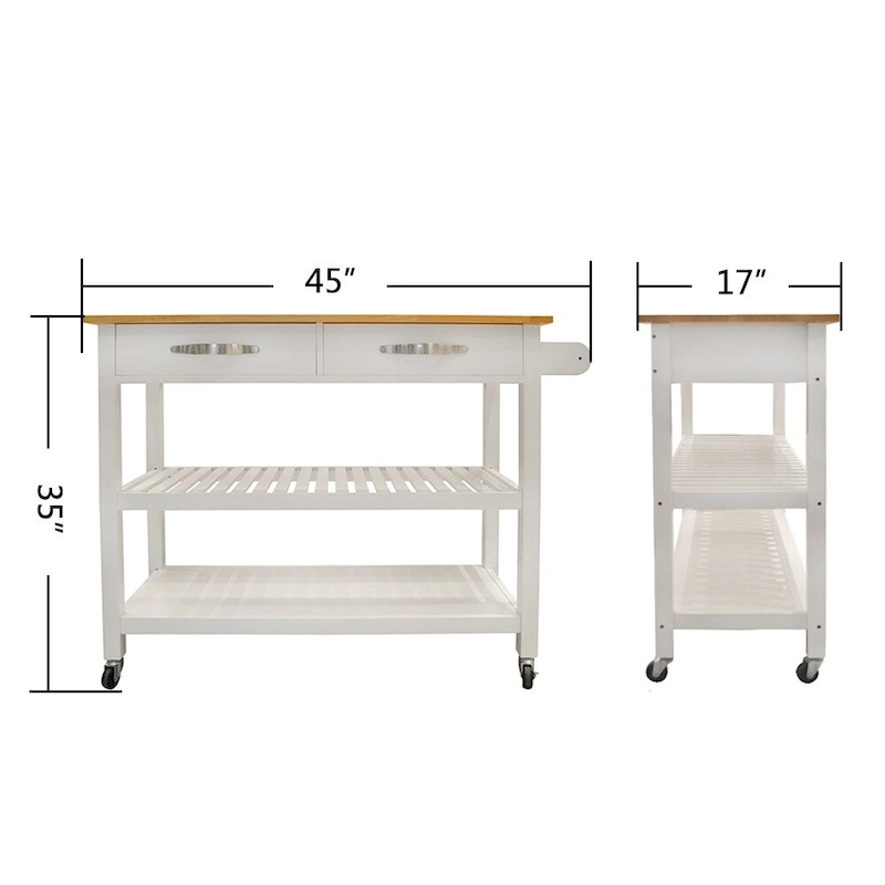 Kitchen Island Cart with Two Lockable Wheels