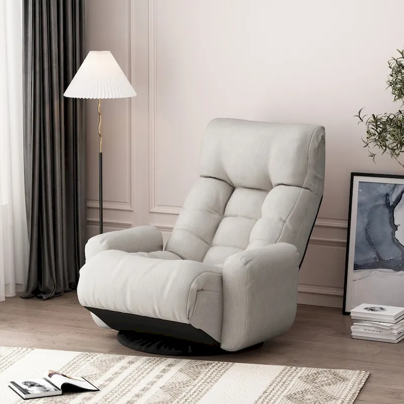 Gray adjustable head and waist lounge chair recliners