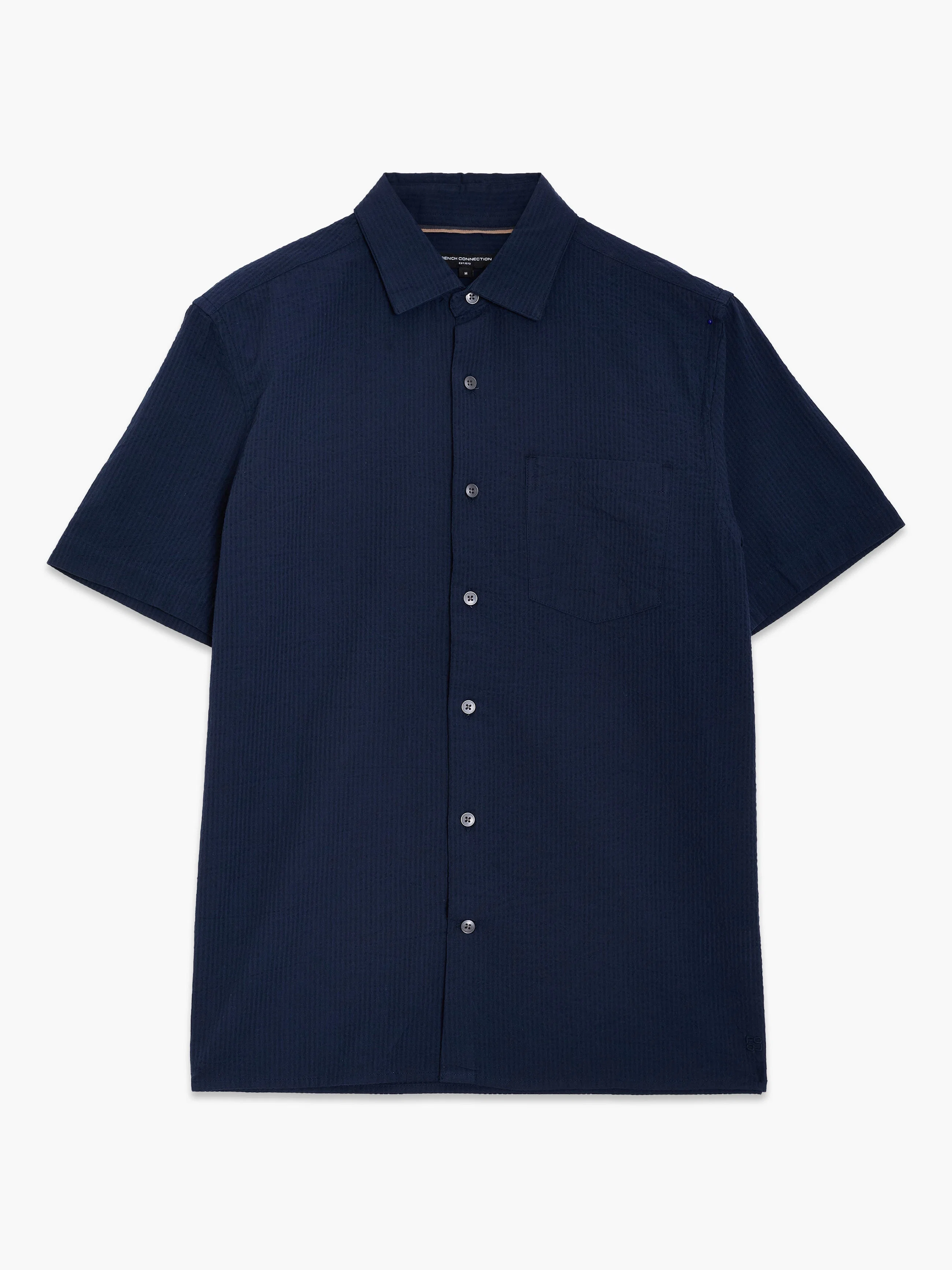 Dark Blue Short Sleeve Seersucker Shirt