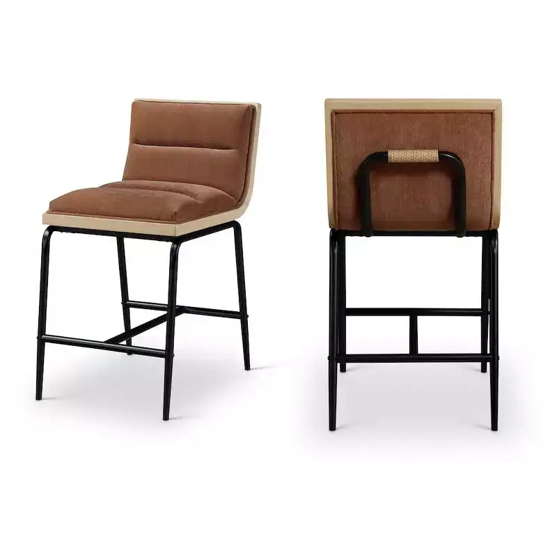 Meridian Furniture,Viceroy Fabric Upholstered Counter Stool, Set of 2