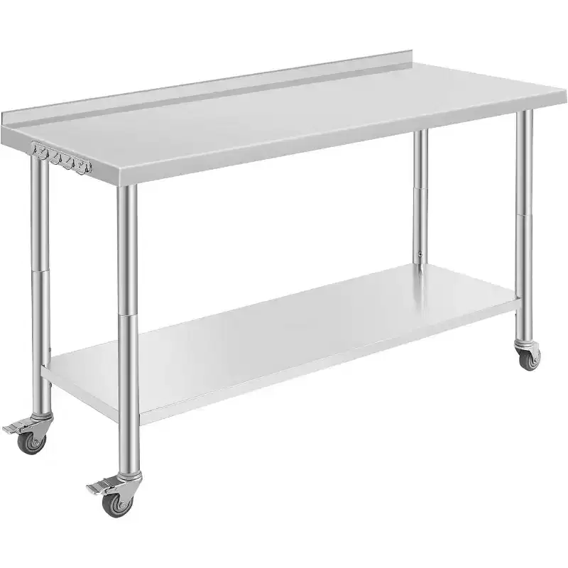 Stainless Steel Work Table 60x24x35, Heavy-Duty Prep Table with Adjustable Undershelf for Kitchen, Restaurant, Home, Hotel & Workstation.