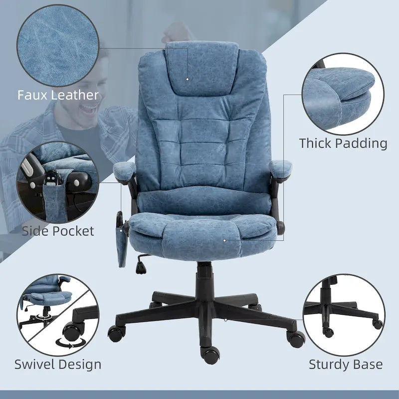 High Back Vibration Massage Office Chair with 6 Vibration Points, Beige