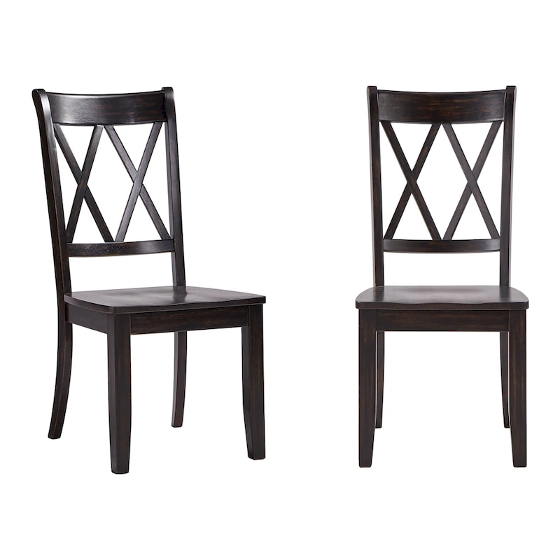 Ronda Double X Back Wood Dining Chairs (Set of 2)