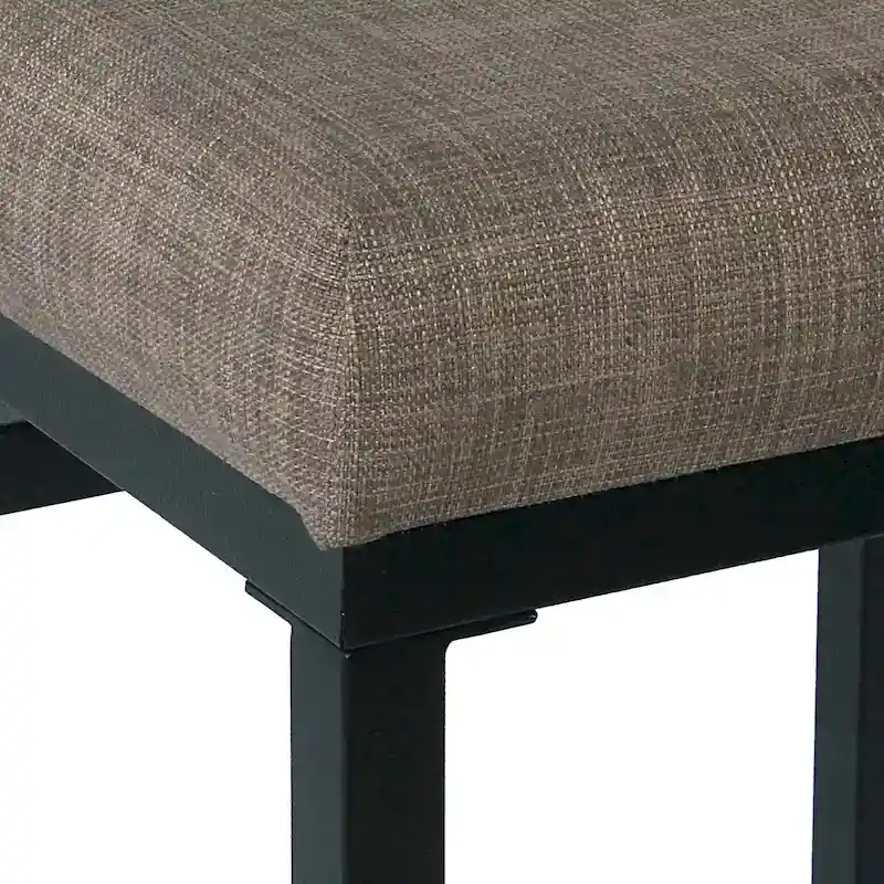 Backless Industrial Metal Counter Stool, 24in Seat Height, Textured Weave Fabric, Black Finish