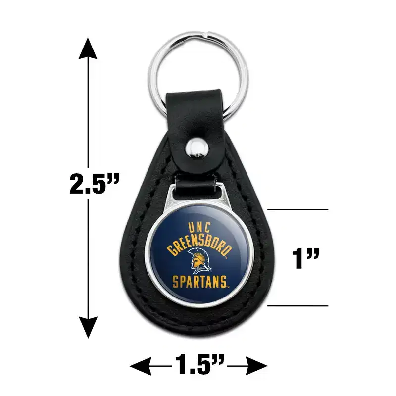 UNC Greensboro Spartan Black Leather Keychain