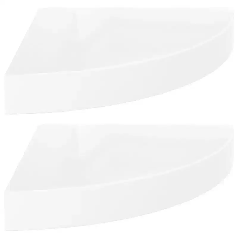 Corner Shelf Set of 2 High gloss white Honeycomb MDF, metal