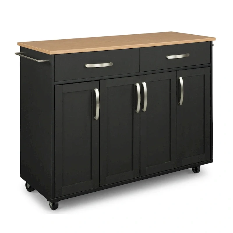 Black Wood Kitchen Cart - 51 x 19 x 36