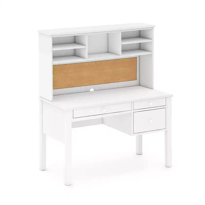 Guidecraft Madison Kids Desk with Hutch and Chair Set - White: Kids Wooden Bedroom Writing Table with Storage, Wood Study Table for Kids with Hutch