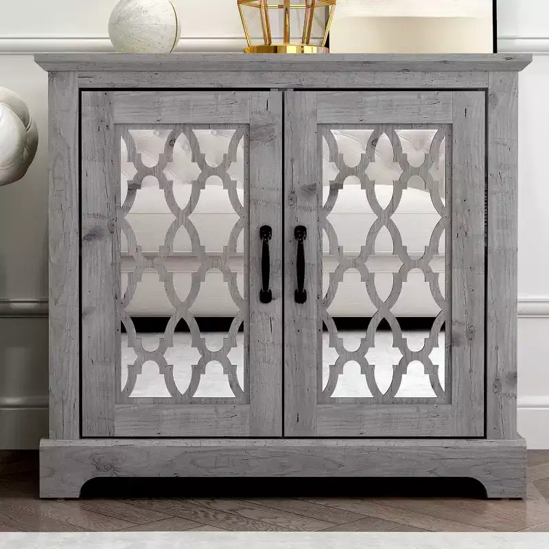 2-Door Accent Cabinet with Adjustable Shelf, Mexican Grey