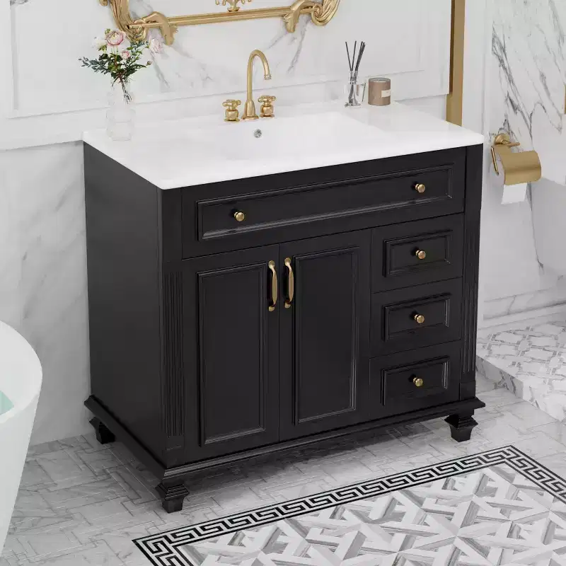 36 Bathroom Vanity Sink Combo with Storage , Bathroom Floor Cabinet with Drawers and Soft Close Doors