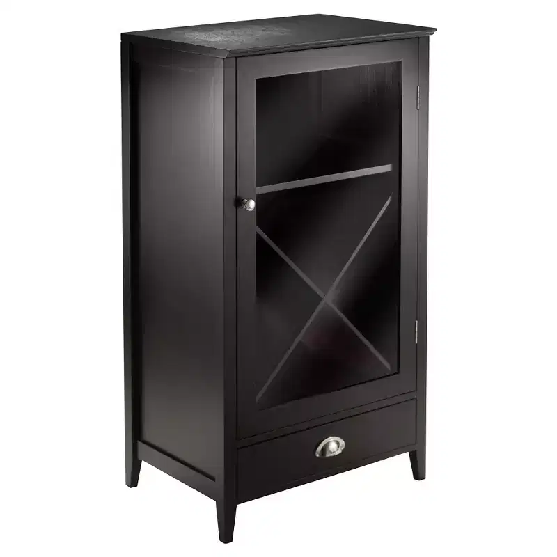 X-Panel Wine Cabinet, Espresso, Holds 20 Bottles, 1-Person Assembly