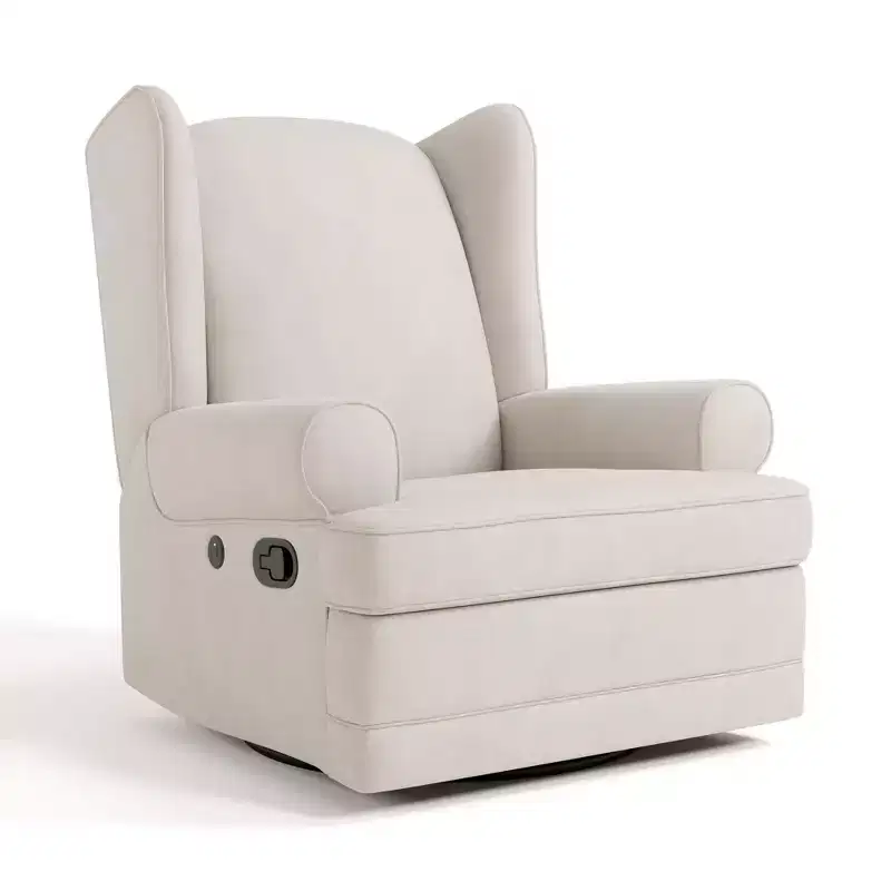 Wingback Upholstered Recliner Glider with USB Charging Port - Nursery Chair