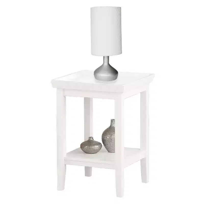 HomeStock 26 in.H White Color Rectangle Wood Table Top End Table 1 -piece