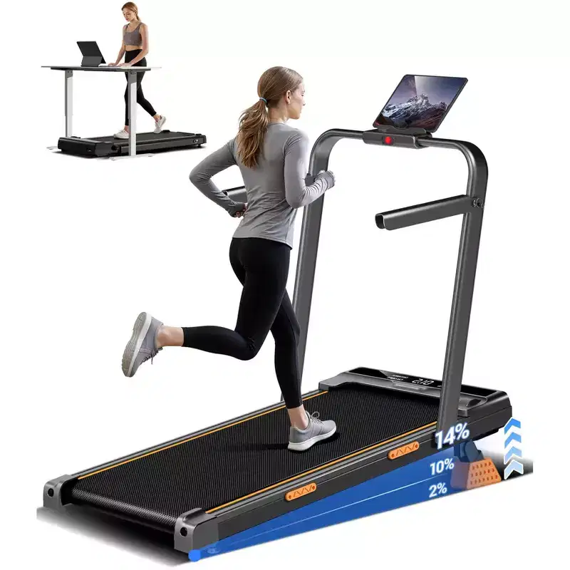 4-in-1 Foldable Walking Pad with Handle, 14% Incline Under-Desk Treadmill for Home, 2.5 HP Quiet Brushless Motor