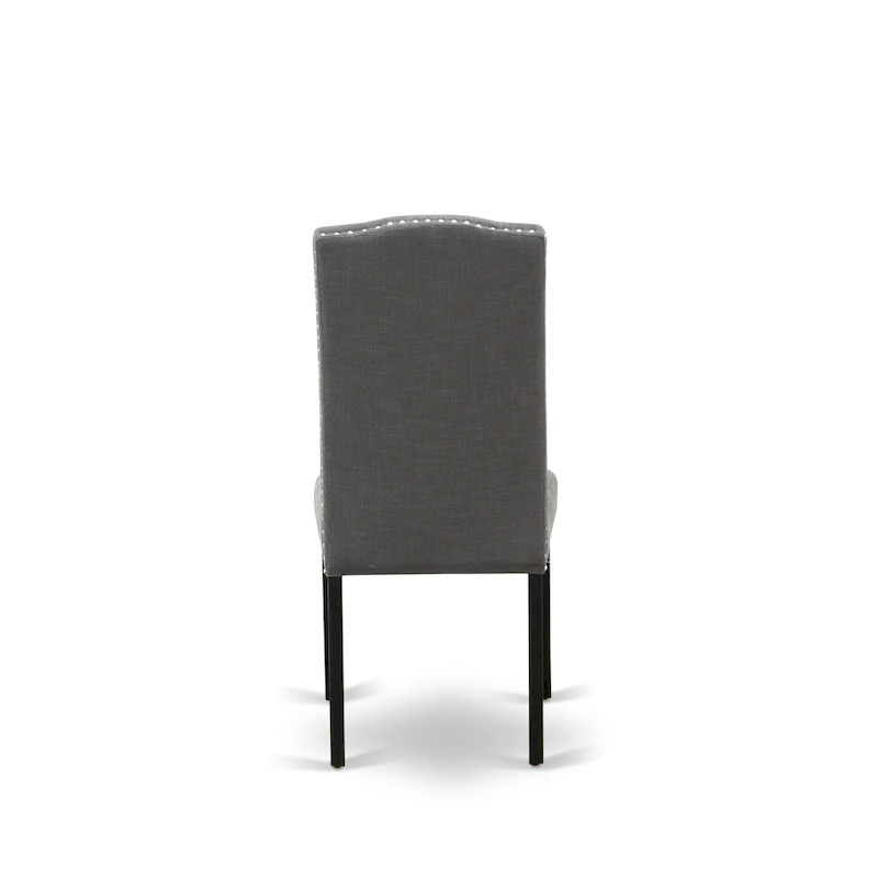 East West Furniture Dining Set-a Dining Table & Black Parson Chairs, Wire brushed Black.(Upholstered & Pieces Options)