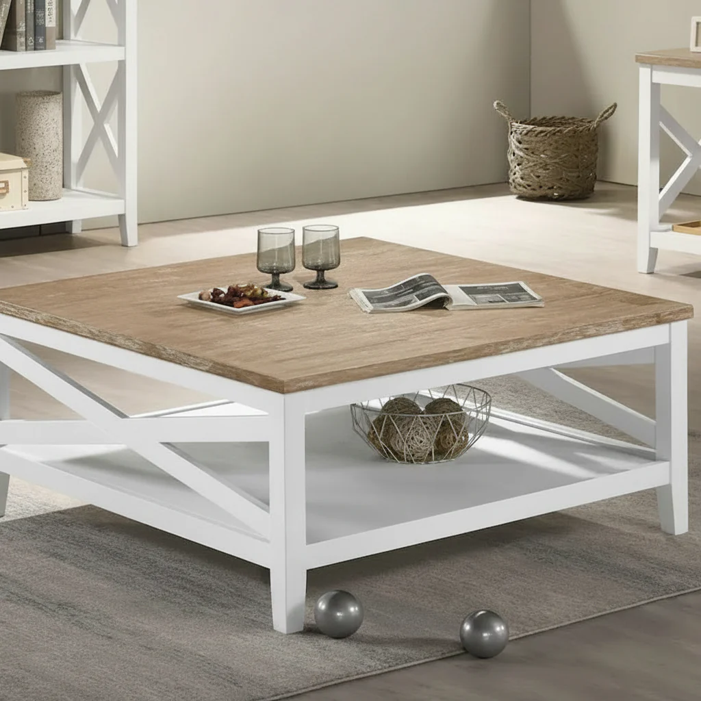 Briggston Brown and White Square Coffee Table