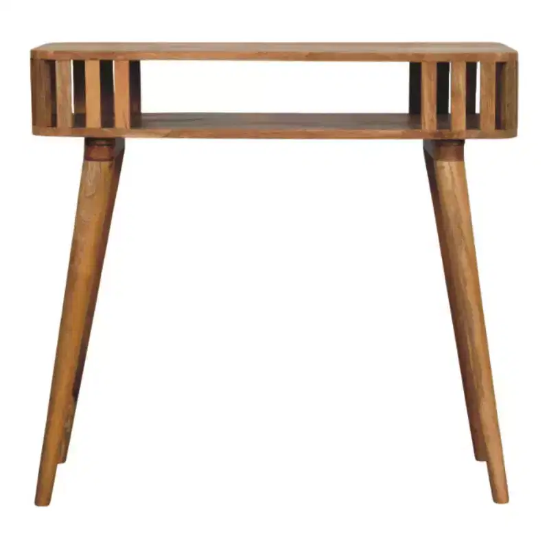 HomeRoots 33 Oak Solid Wood Console Table With Shelf