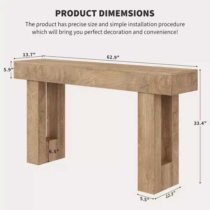 63 Long Console Table with Drawer, Wooden Sofa Table, Behind The Couch, Industrial Entryway Tables, for Entrance, Living Room