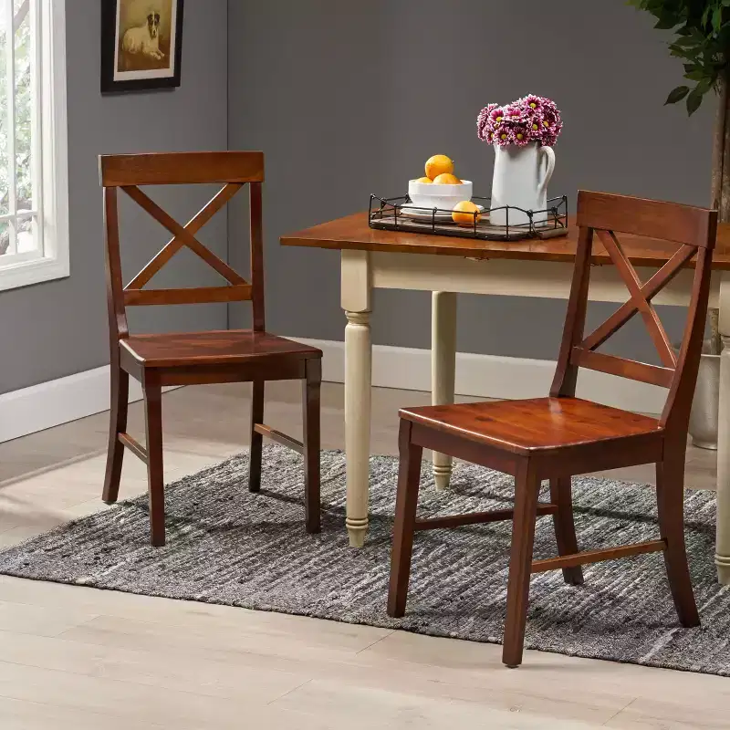 Christopher Knight Home Bostwick Farmhouse Acacia Wood Dining Chairs (Set of 2), Rich Mahogany