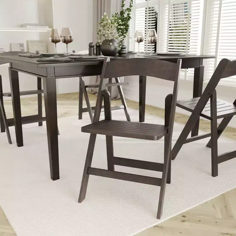 Set of 2 Solid Wood Foldable Dining Chairs, 300 lb Capacity, No Assembly