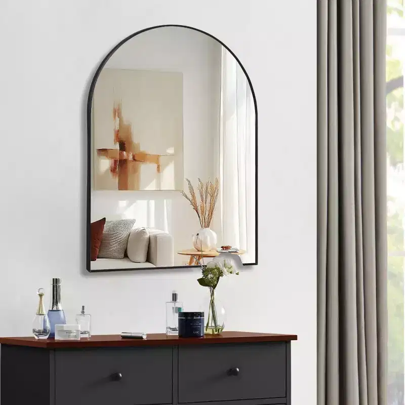 30 x 40 Arched Decor Wall Mirror, Large Modern Aluminum Alloy Frame Vanity Mirror for Entryway & Bathroom