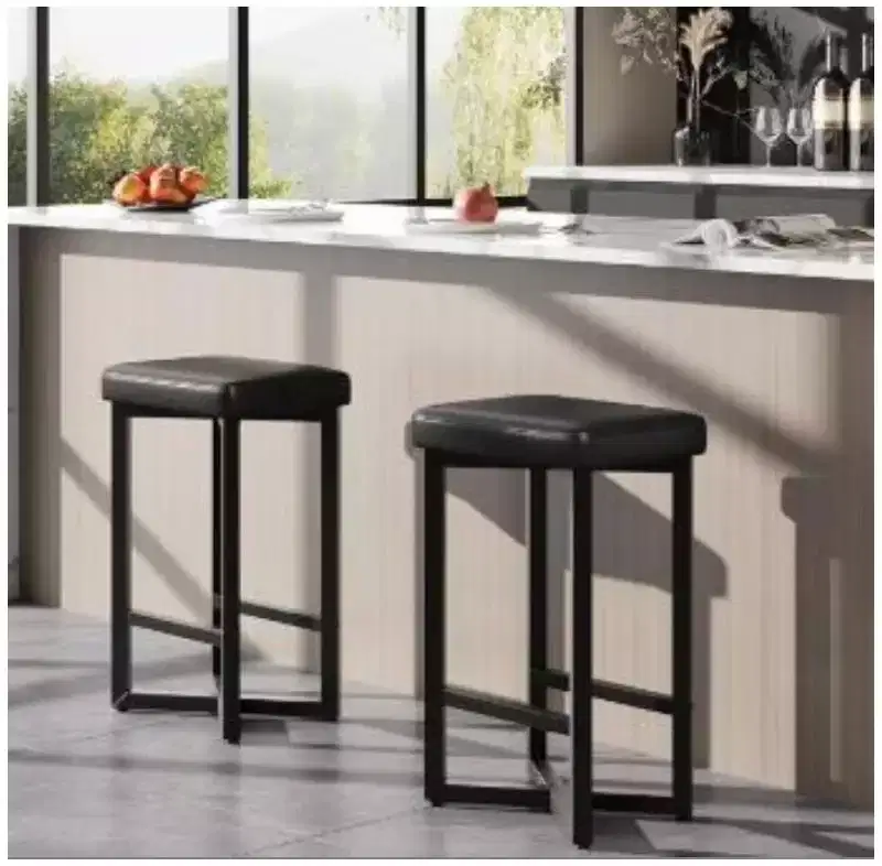 Minimalist Bar Stools with PU & Iron Frame
