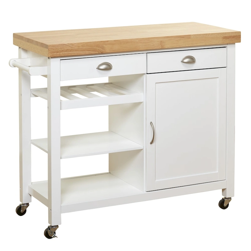 Simple Living Martha Rolling Rubberwood Kitchen Cart