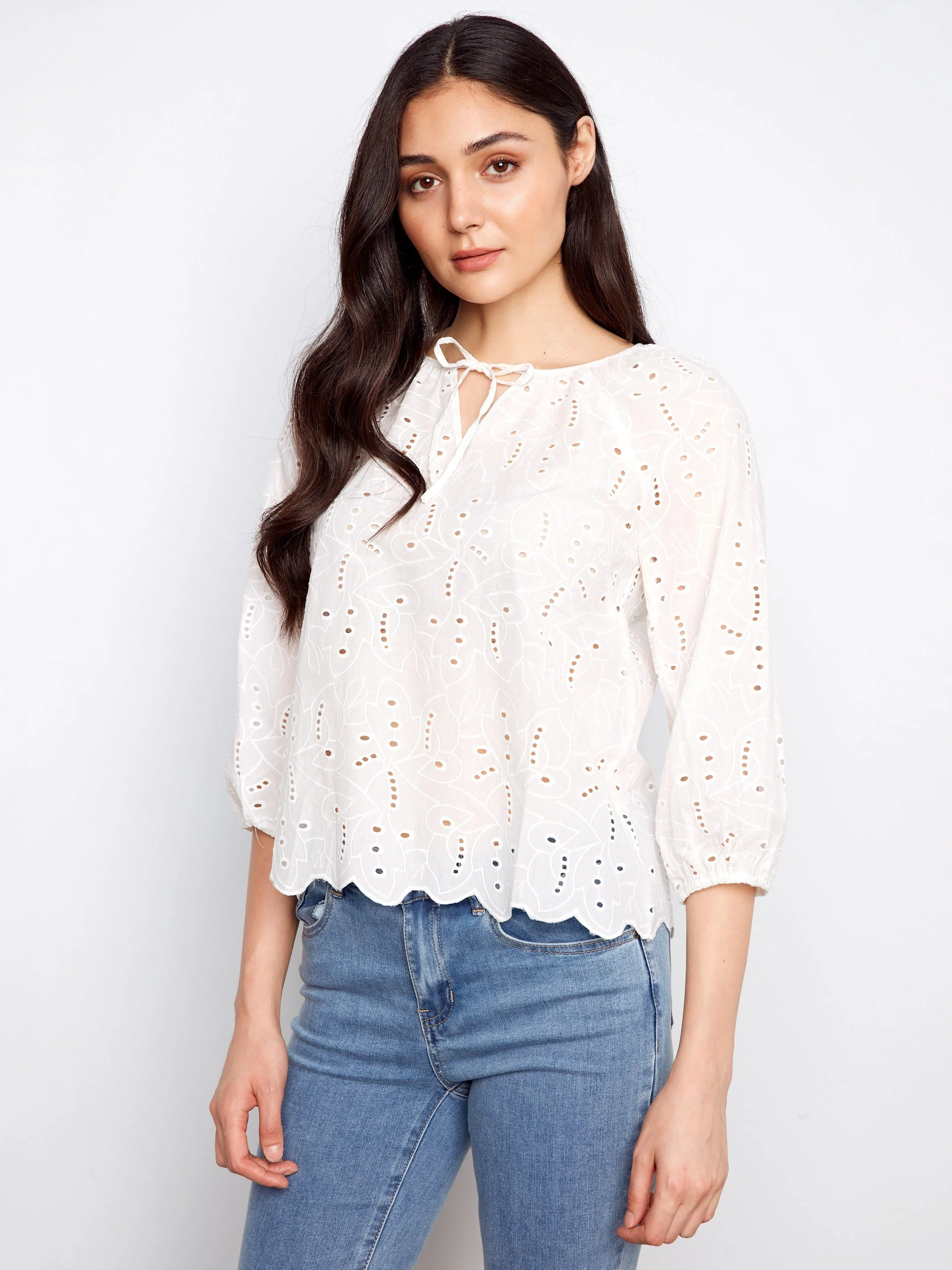 Cotton Eyelet Blouse - White