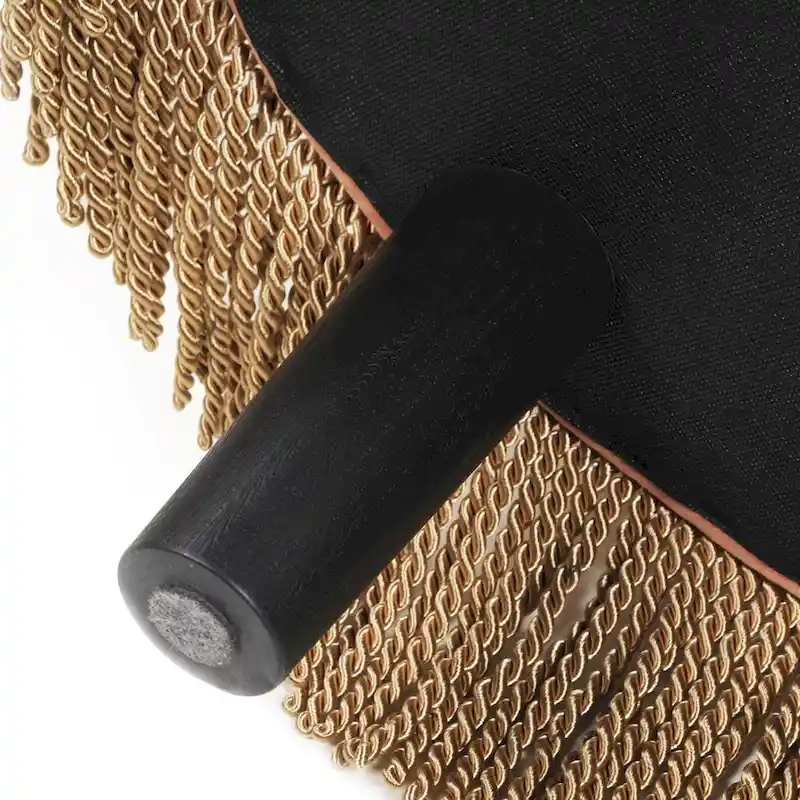 Velvet Round Accent Ottoman with Tassel Fringe, Vintage Tufted, Single Seat